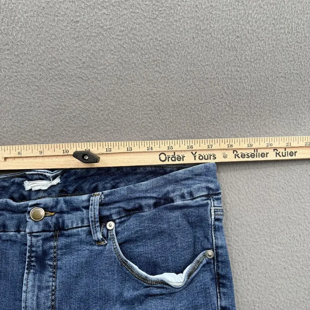 Good American Jeans Womens 20 Plus Blue High Rise Straight Leg‎ Raw Hem Denim